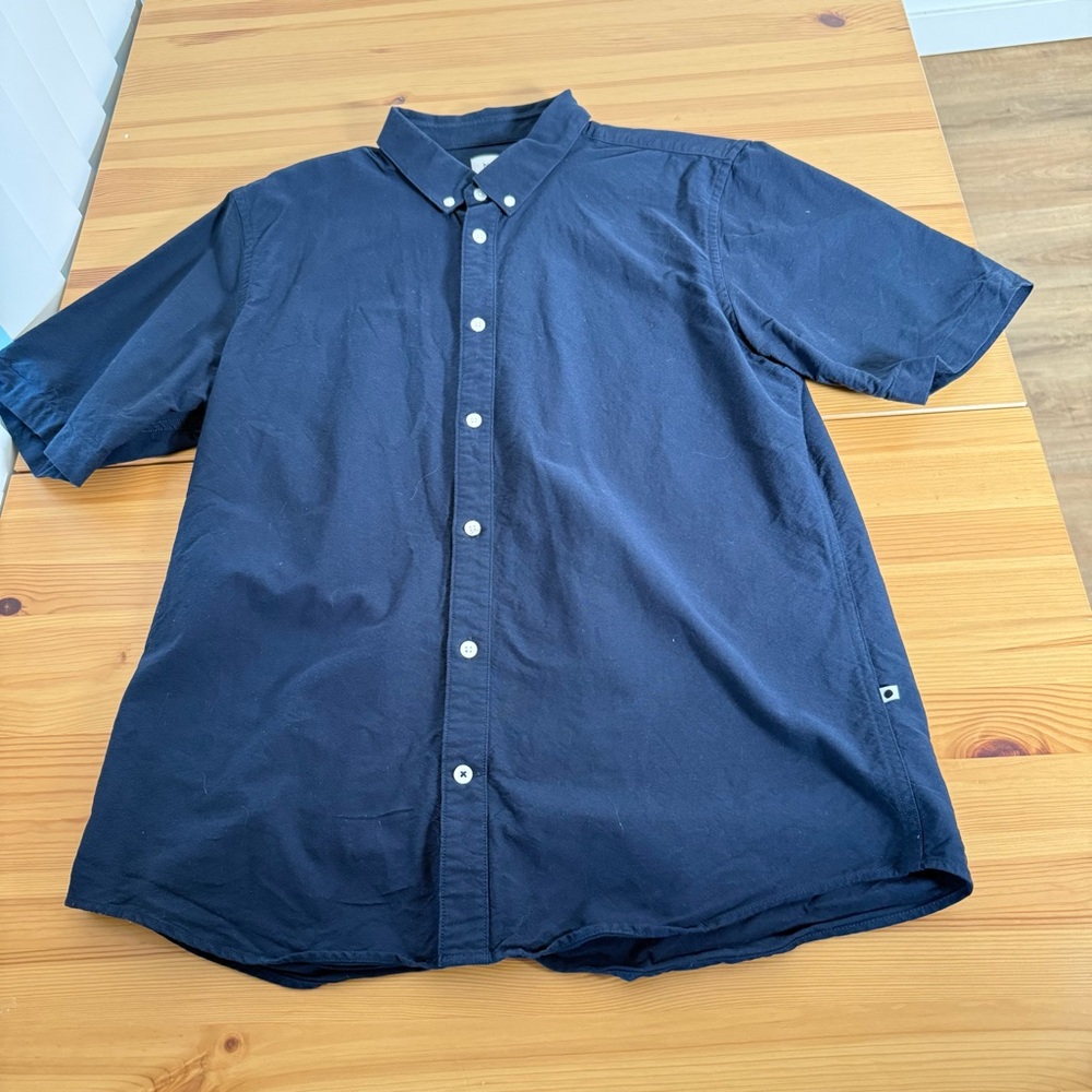NN07 No Nationality Men's Short Sleeve Button Down Shirt 100% Cotton  Navy S